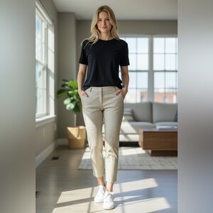 Express Editor Beige Textured Ankle Pants Slim Fit Lined 6